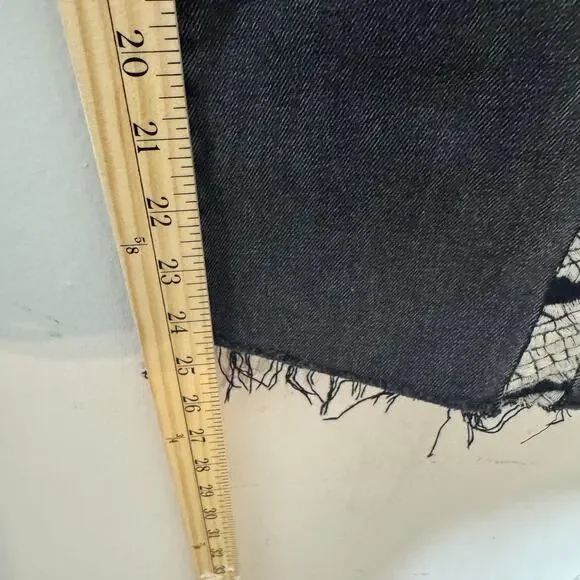 Driftwood Colette Jeans 26 Black Embroidered Side Stripe Boho Frayed Hem Denim‎ - Picture 9 of 15